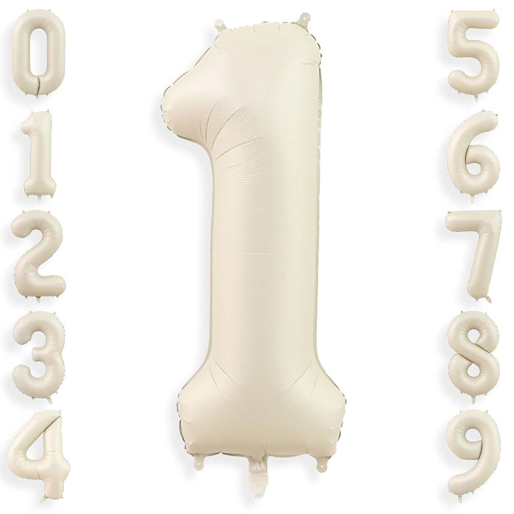 34 Inch Off White Number Balloon