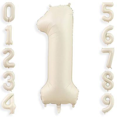 34 Inch Off White Number Balloon