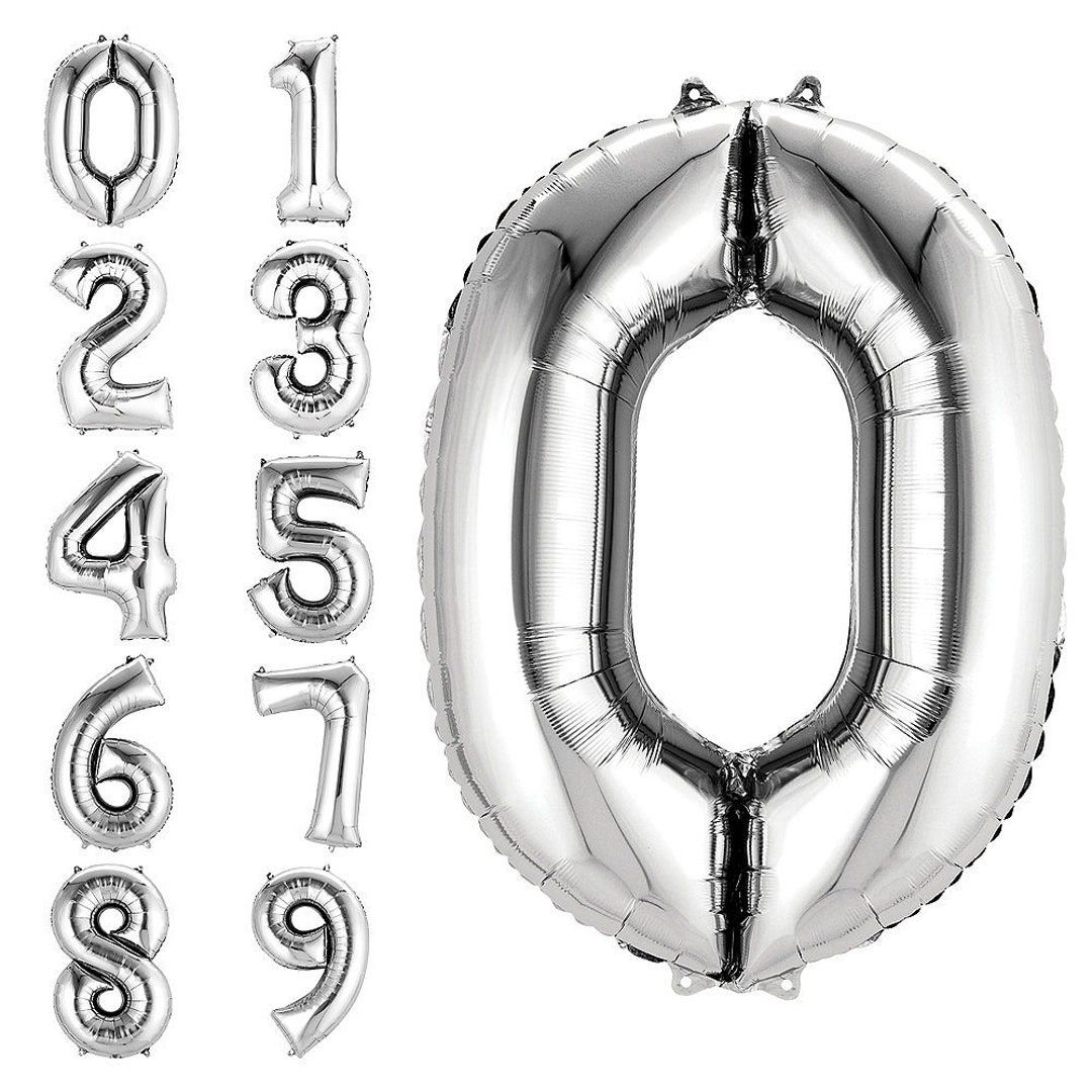 34 Inch Silver Number Balloon