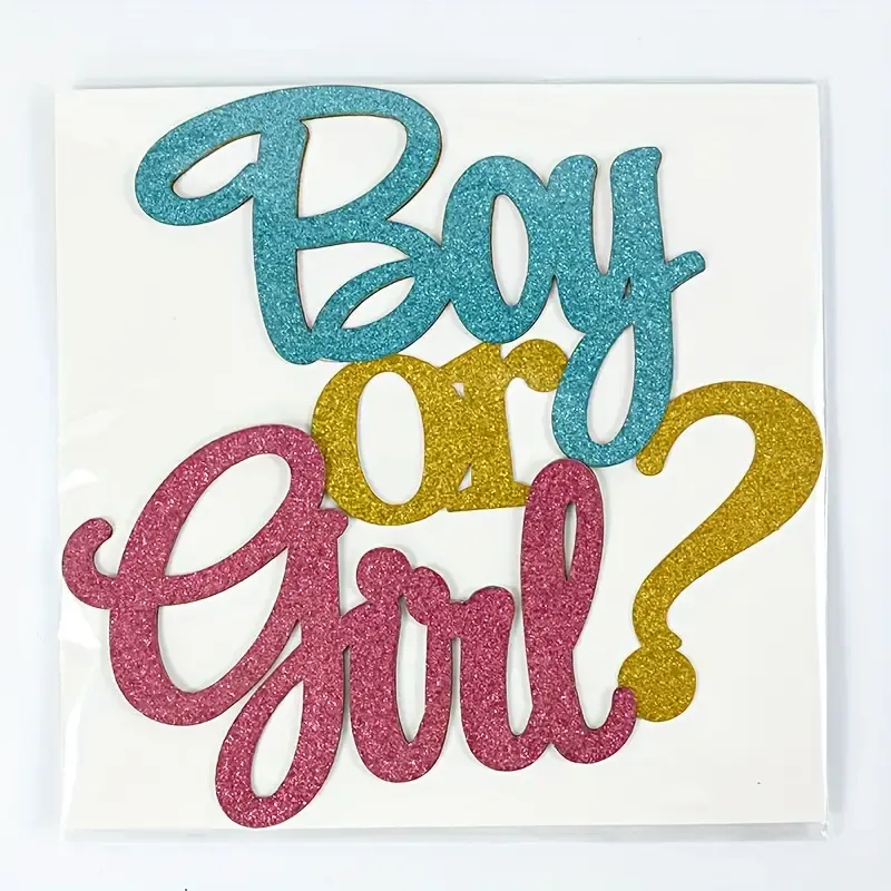 Gender Reveal Party Boy or Girl Glitter Sign