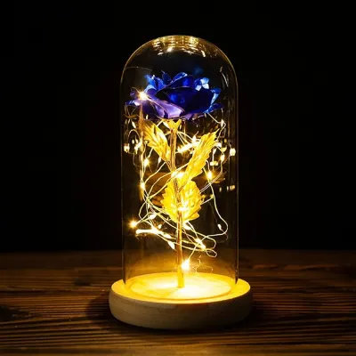 LED Enchanted Rose in Glass Dome-Blue