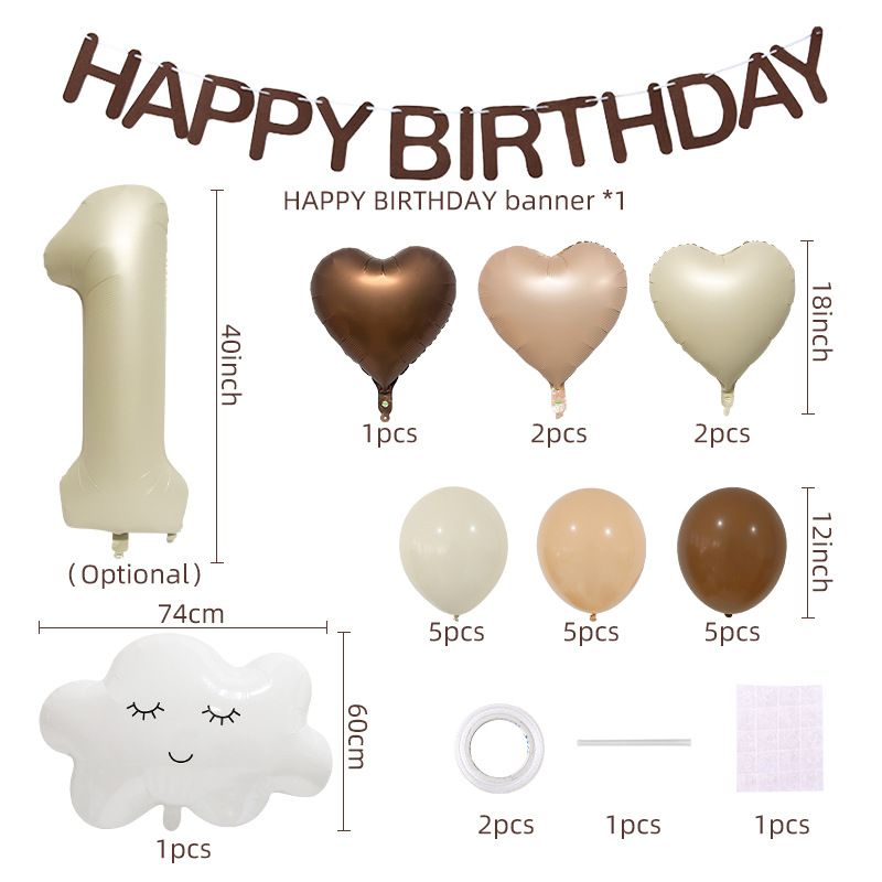 Retro Digital Balloon with Happy Birthday Banner (0–9, 1pc each)