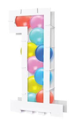 "Mosaic Balloon Number 1 Frame with Balloons &amp; Flowers