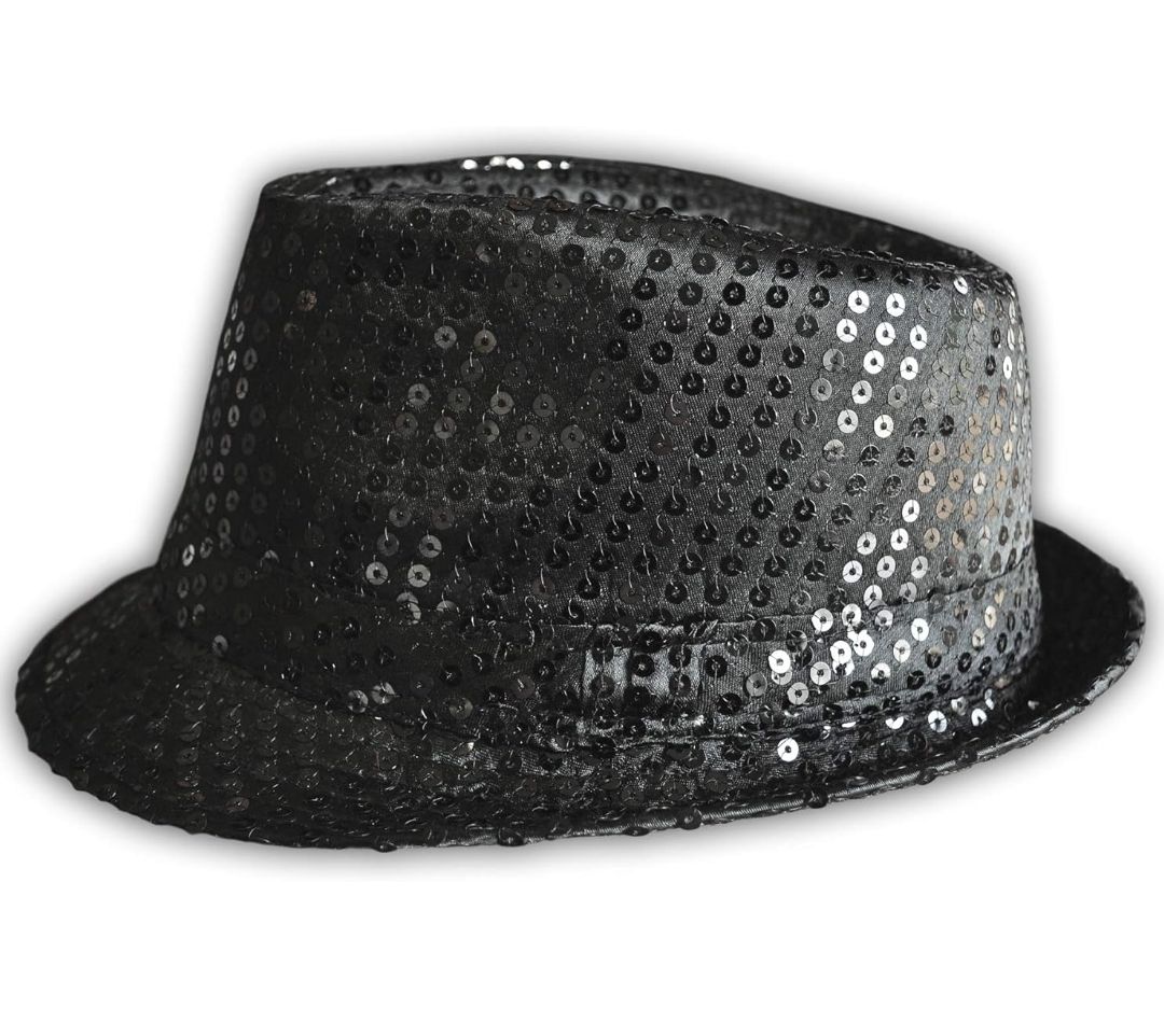 Black Sequin Fedora Hat