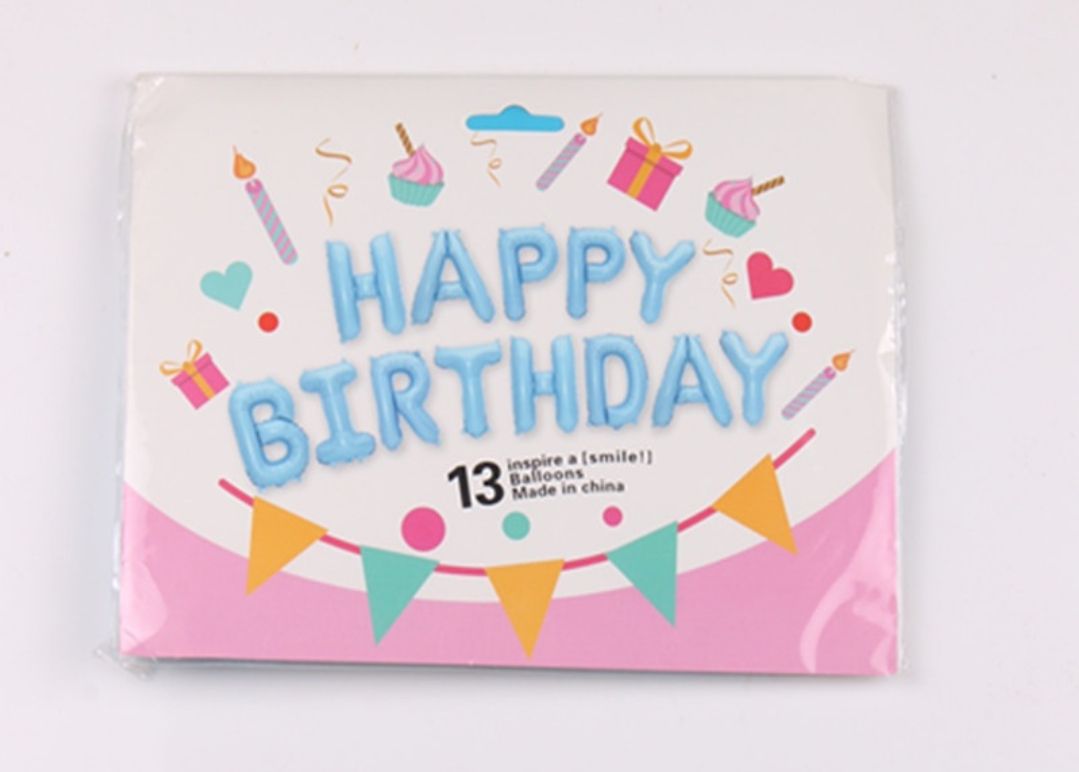 Light blue Happy Birthday Foil Balloon Set – 13 pcs