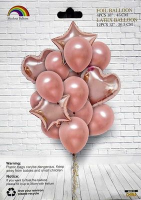 Rose Gold Heart Star Shaped Party Decorative Foil Balloons