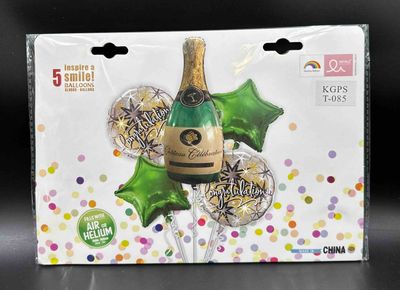 Champagne Celebration Foil Balloon Set – 5 pcs