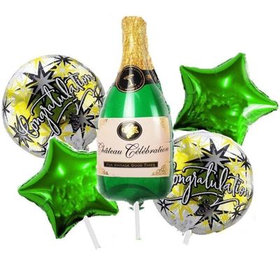 Champagne Celebration Foil Balloon Set – 5 pcs