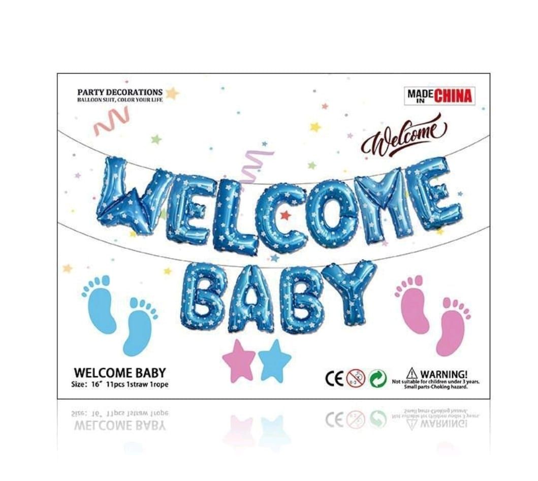 &quot;Welcome Baby&quot; Blue Foil Balloon