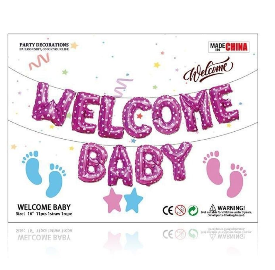 &quot;Welcome Baby&quot; Pink Foil Balloon