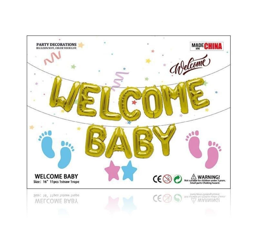 &quot;Welcome Baby&quot; Golden Foil Balloon