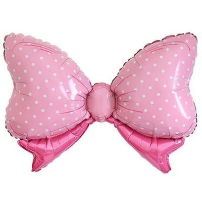 Pink Polka Dot Bow Foil Balloon