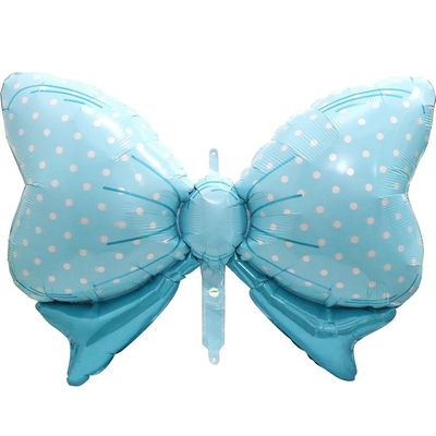 Blue Polka Dot Bow Foil Balloon