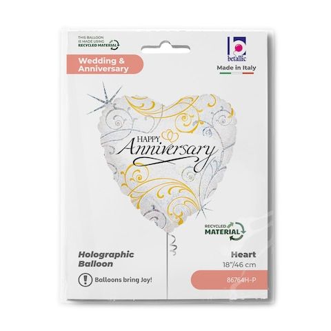 Happy Anniversary&quot; holographic foil balloon.