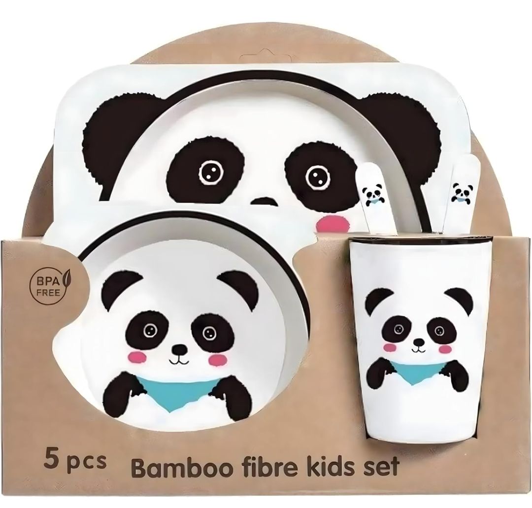 5-piece bamboo fibre kid&#39;s dinnerware set- Panda