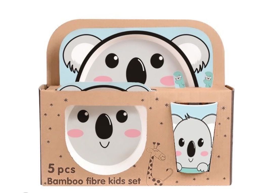 5-piece bamboo fibre kid&#39;s dinnerware set- Koala