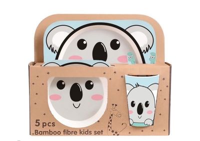 5-piece bamboo fibre kid's dinnerware set- Koala