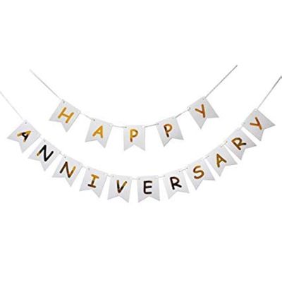 Happy Anniversary Banner - White