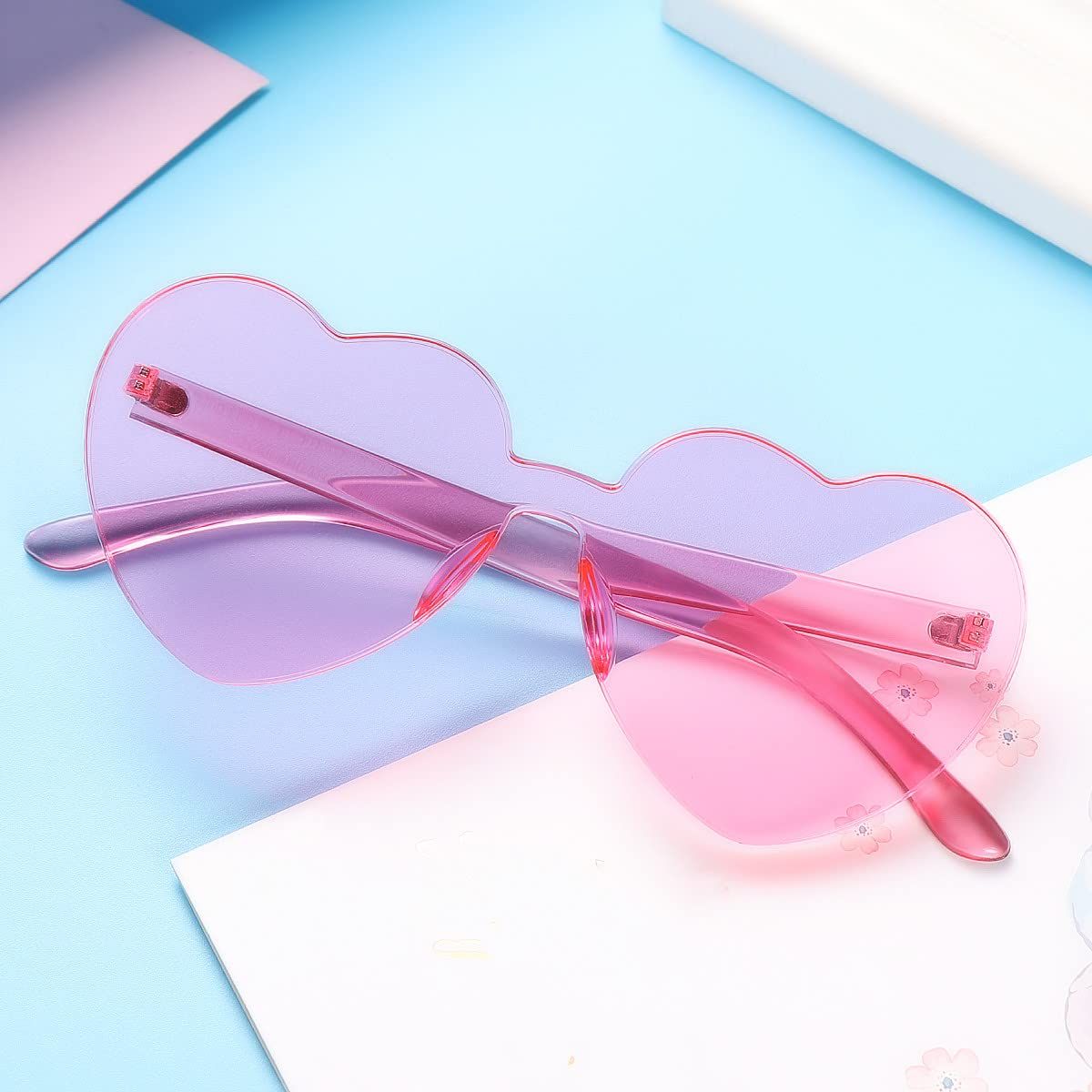 Clear Pink Heart Shaped Party Glasses