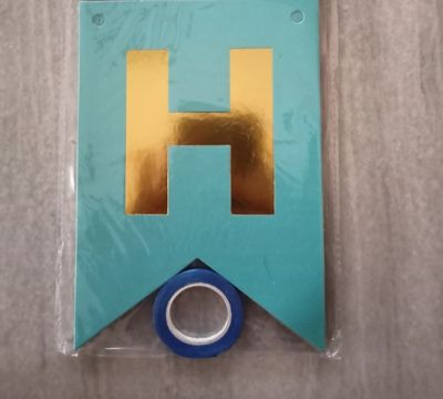 Blue and Gold Happy Birthday Banner