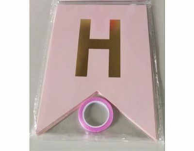 Pink and Gold Happy Birthday Banner