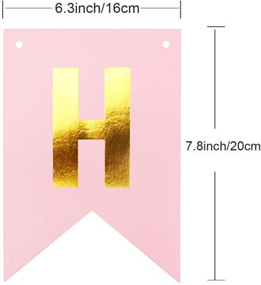 Pink and Gold Happy Birthday Banner