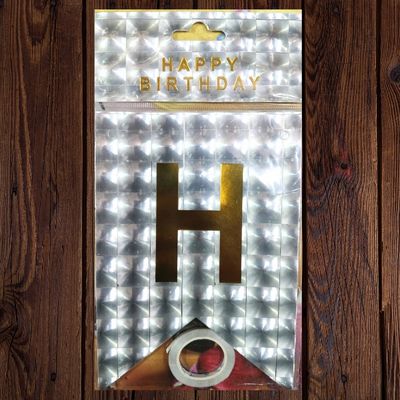 4D Sliver and Gold Happy Birthday Banner