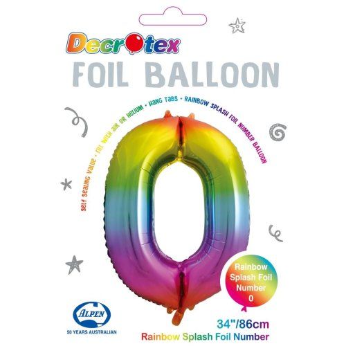 34&quot; Rainbow Number 0 Foil Balloon