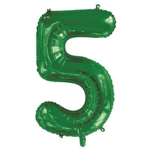 34&quot; Green Number 5 Foil Balloon