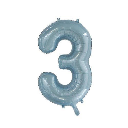 34&quot; Light Blue Number 3 Foil Balloon