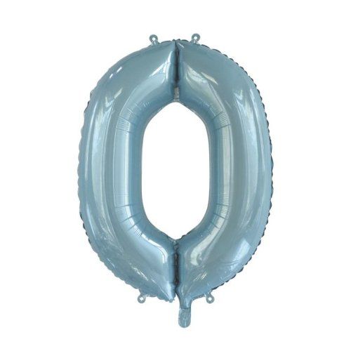 34&quot; Light Blue Number 0 Foil Balloon