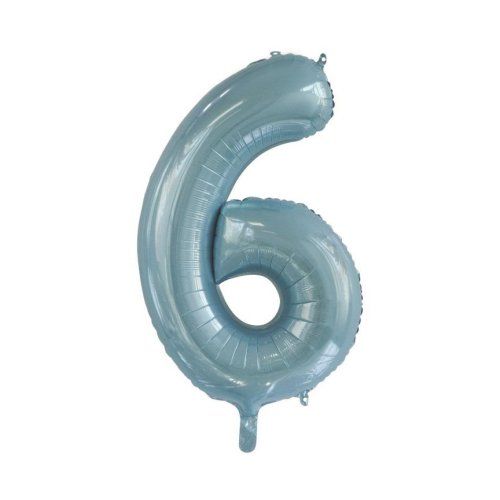 34&quot; Light Blue Number 6 Foil Balloon