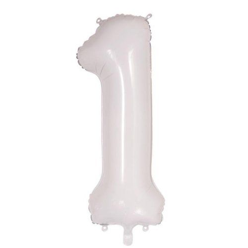 34&quot; White Number 1 Foil Balloon