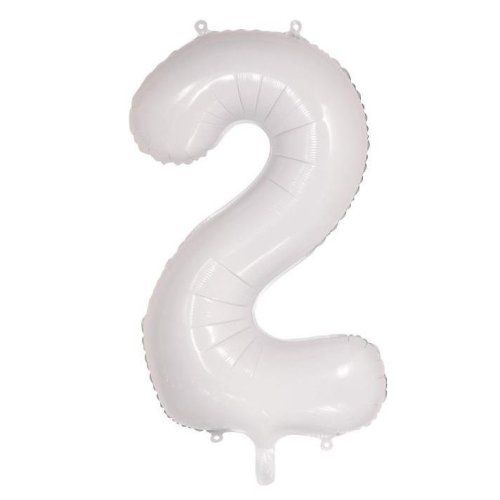 34&quot; White Number 2 Foil Balloon