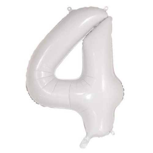 34&quot; White Number 4 Foil Balloon