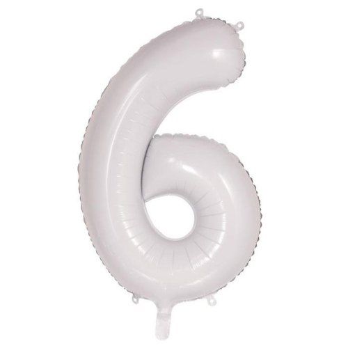 34&quot; White Number 6 Foil Balloon