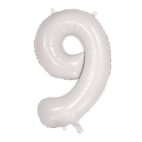 34&quot; White Number 9 Foil Balloon
