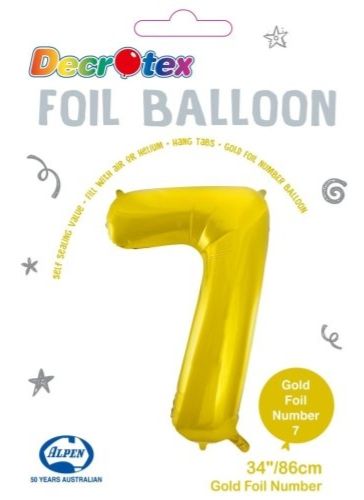 34&quot; Gold Number 7 Foil Balloon