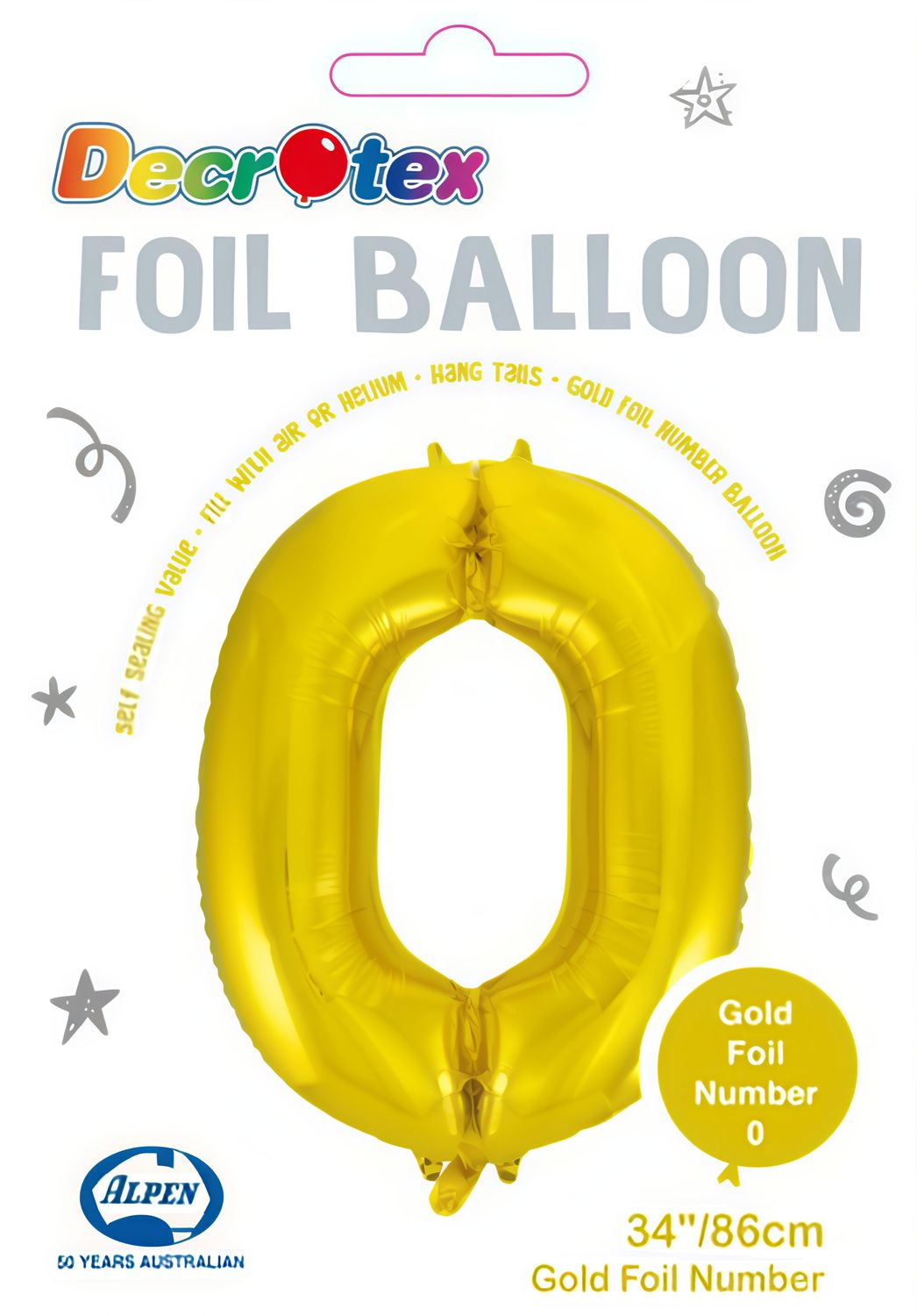 34&quot; Gold Number 0 Foil Balloon
