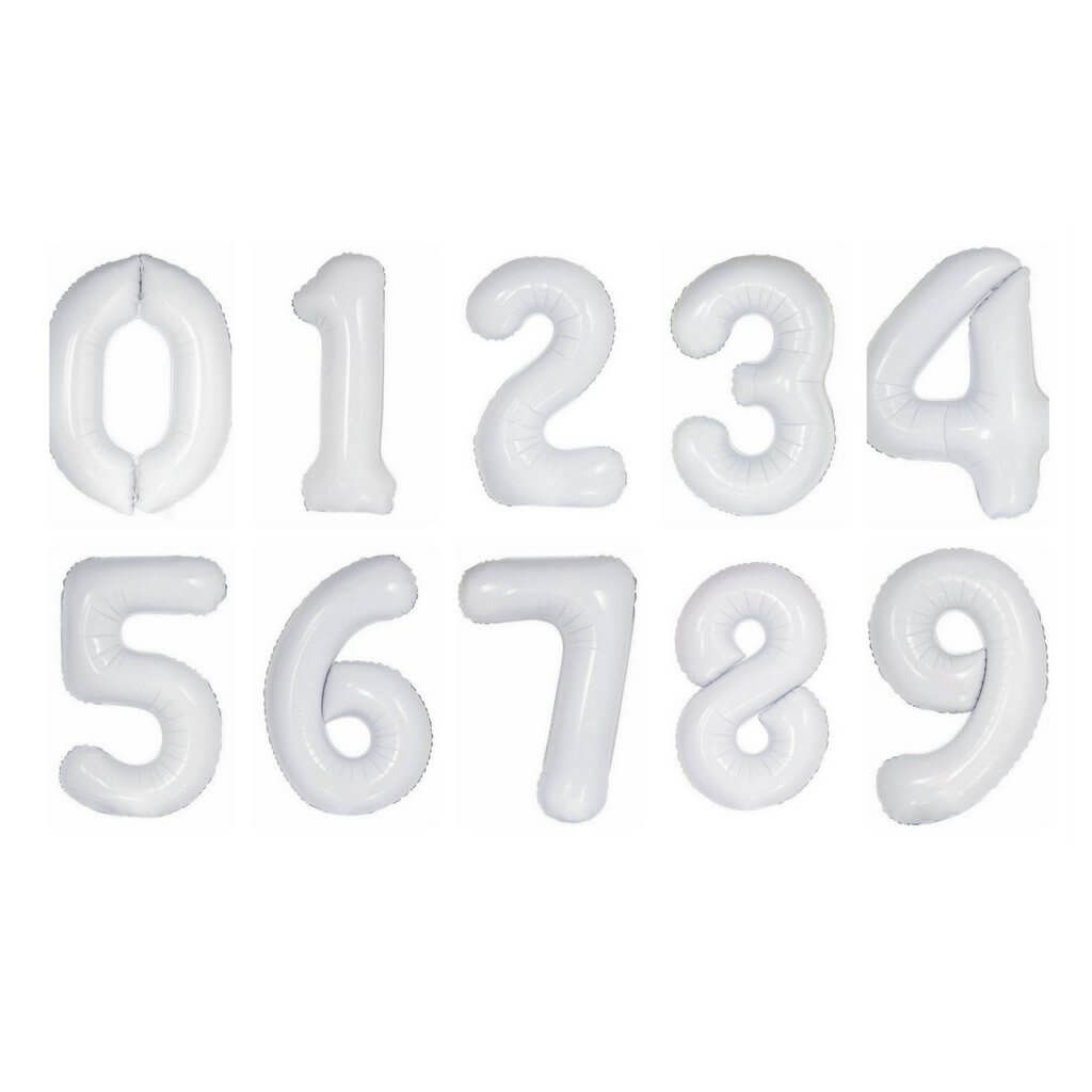 34&quot; White Number Foil Balloon