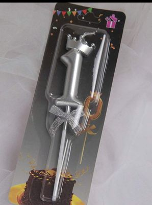 Number Silver Crown Candle