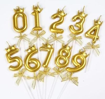 Number Gold Crown Candle