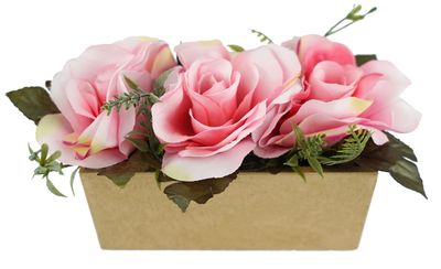 Potted Tray Artificial Roses 12cm