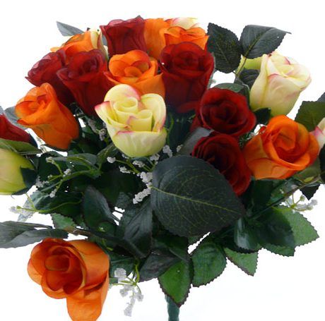 24 Artificial Rose Bouquet – Orange Mix