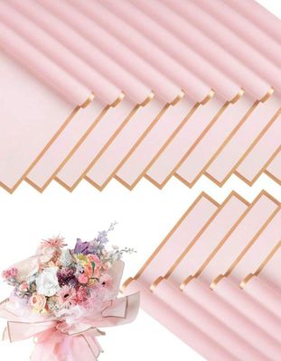 Flower Wrapping Paper with Golden Edge – Transparent Pink