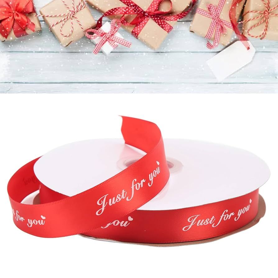 &quot;JUST FOR YOU” Printed Polyester Ribbon – Red