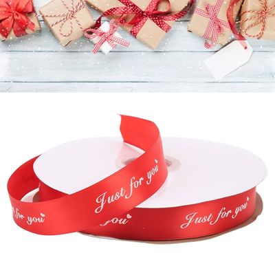 &quot;JUST FOR YOU” Printed Polyester Ribbon – Red