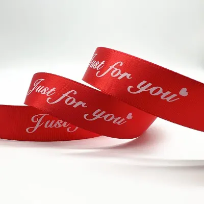 "JUST FOR YOU” Printed Polyester Ribbon – Red