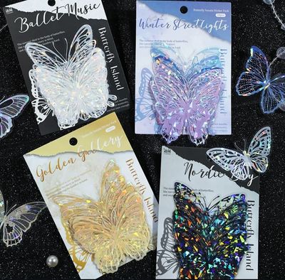 20pcs/bag 3D shell Light Sticker butterfly