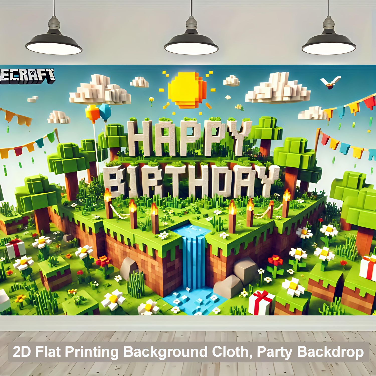 Minecraft Theme Happy Birthday Backdrop